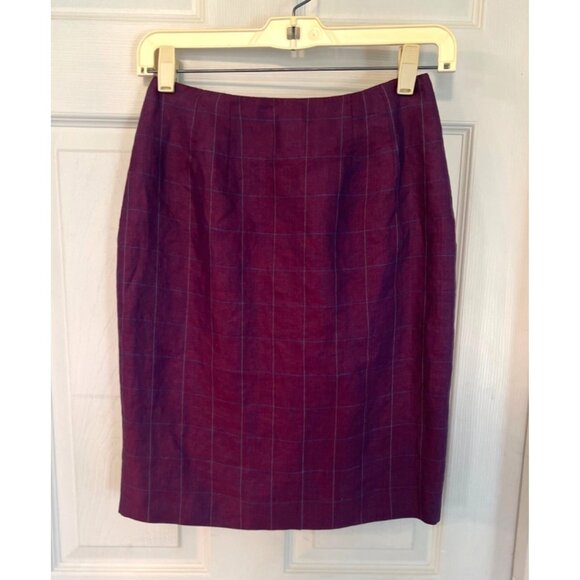 Ellen Tracy Dresses & Skirts - Vintage 90's Linda Allard Ellen Tracy Purple Linen Pencil Skirt 2 Petite Mini